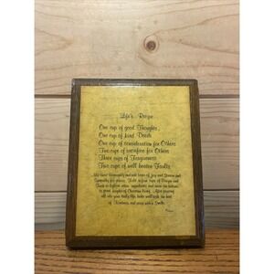 Vintage Handmade Wooden Wall Plaque MCM Life's Recipe 6.5" X 5"